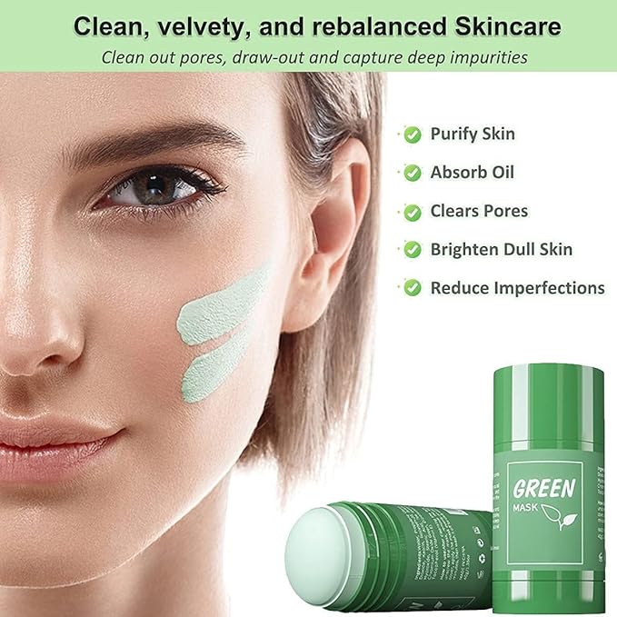 Green Tea Cleansing Mask Stick for Face | For Blackheads, Whiteheads & Oil Control | Green Mask Stick for Men and Women - Hit Pick