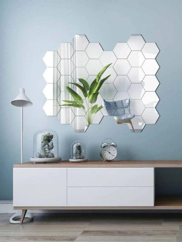 WallDaddy Mirror Stickers For Wall Pack Of 40 (10x12 cm)